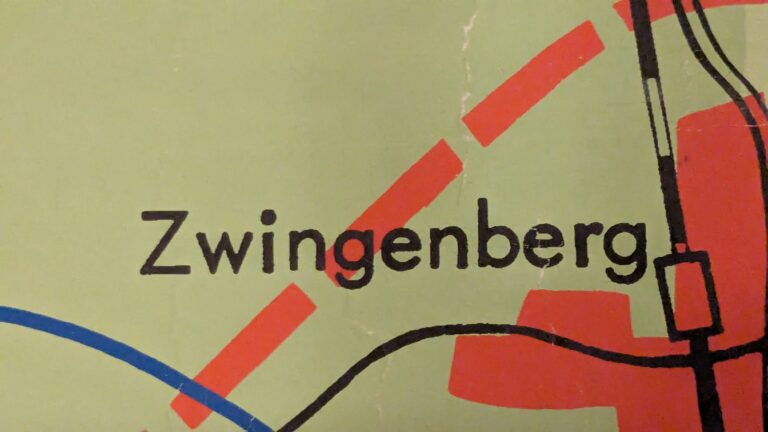 Foto von alter Landkarte auf der Zwingenberg zu sehen ist